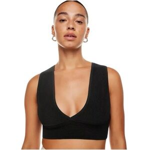 ARITZIA BABATON Black Sculpt Knit Deep V Tank Top Women’s Size L